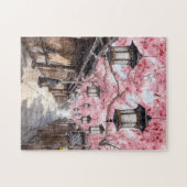 Japanse straat met Cherry Blossom Bomen Legpuzzel (Horizontaal)