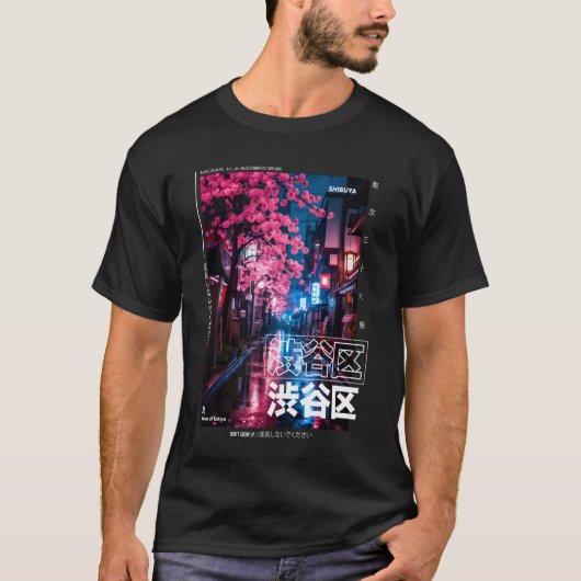 Japanse Streetwear Retro esthetiek Shibuya Tokyo T-shirt (Voorkant)