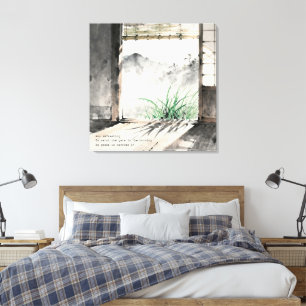 Japanse sumi-e-inktpainting gecombineerd met een H Canvas Afdruk
