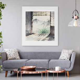 Japanse sumi-e-inktpainting gecombineerd met een H Poster