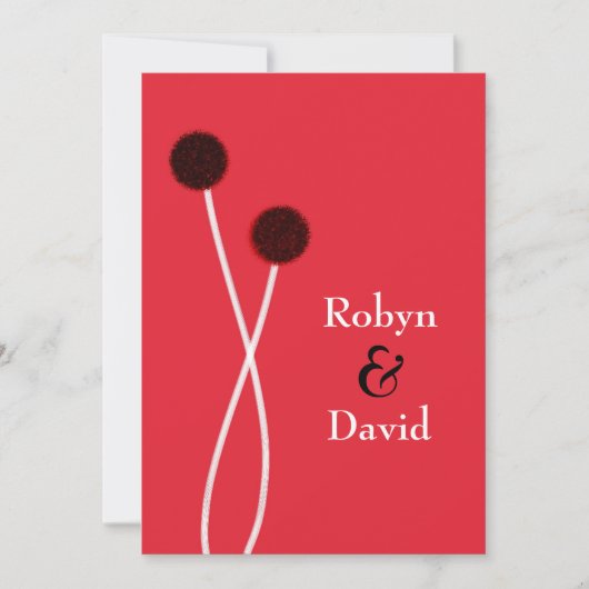 Japanse Sumi-e Red & Black Wedding Uitnodiging (Voorkant)