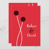 Japanse Sumi-e Red & Black Wedding Uitnodiging (Voorkant / Achterkant)