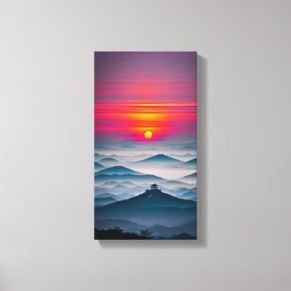 Japanse Sunset Canvas Muurkunst Afdruk