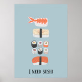 Japanse sushi Nigiri Maki Roll Custom Text Poster (Voorkant)