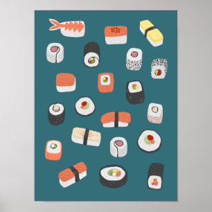 Japanse Sushi Nigiri Maki Roll Poster