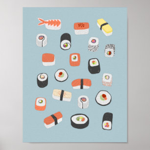 Japanse Sushi Nigiri Maki Roll Poster