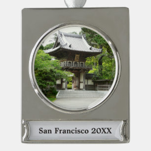 Japanse Tea Garden in San Francisco Verzilverd Banner Ornament