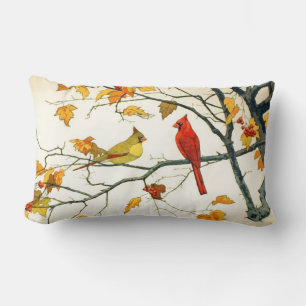  Japanse Tekening, Kardinalen op een Tak Kussen