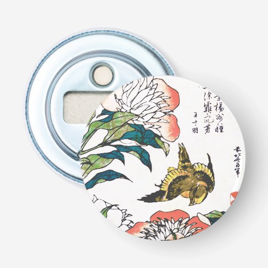  Japanse tekening, pony's en Sparrow Button Flesopener (Voorkant)