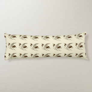 Japanse tekening van een kraan, bruin Lichaamskussen