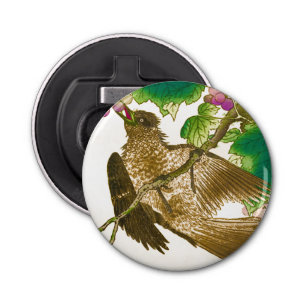 Japanse tekening van Jay op een wijnstok Button Flesopener