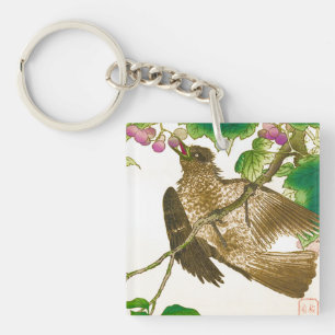 Japanse tekening van Jay op een wijnstok Sleutelhanger