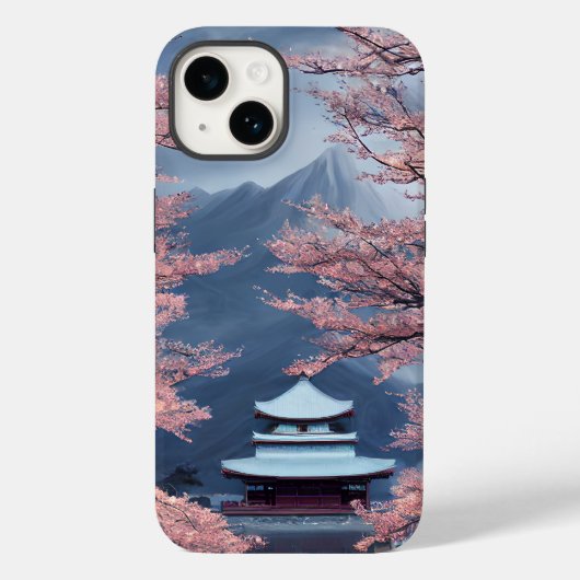 Japanse tempel, Cherry Blossom, Mountains Modern Case-Mate iPhone Case (Achterkant)