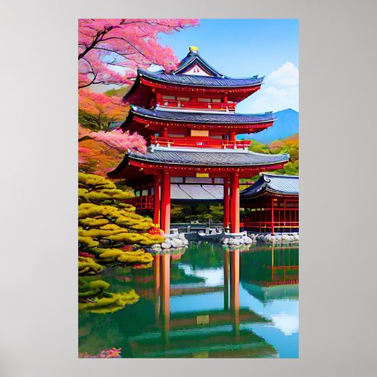 Japanse tempel poster (Voorkant)