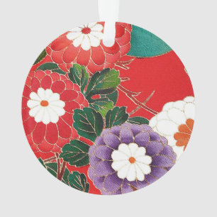Japanse textielproducten - Red Dahlias Ornament