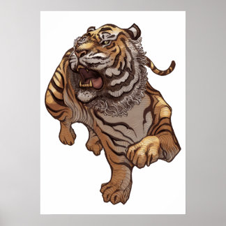 Japanse tijger brullen poster