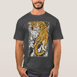 Japanse tijger Samurai Warrior Animal Fighting Asi T-shirt