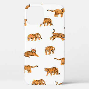 Japanse tijgerdierdoodle naadloze  hand iPhone 12 hoesje