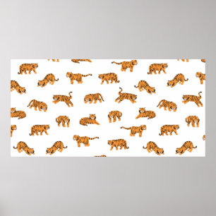 Japanse tijgerdierdoodle naadloze hand poster