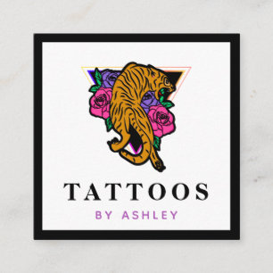 Japanse tijgerillustratie Tattoo Artistist Bloed Vierkante Visitekaartje