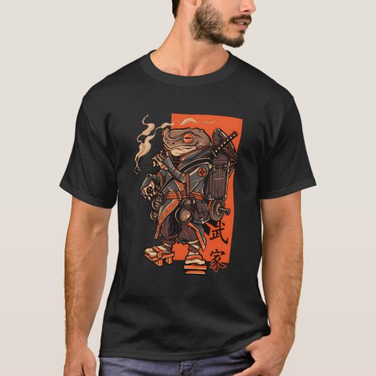 Japanse Toad Ninja Samurai Katana Zwaard T-shirt (Voorkant)
