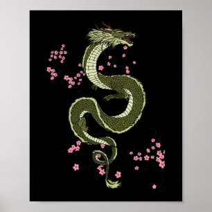 Japanse Tokio Dragon Aziatische retro 80's stijl 3 Poster