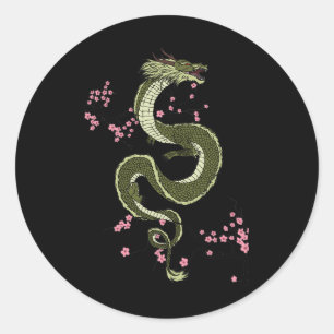Japanse Tokio Dragon Aziatische retro 80's stijl 3 Ronde Sticker