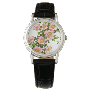  Japanse torenbloesems, roze en goud Horloge