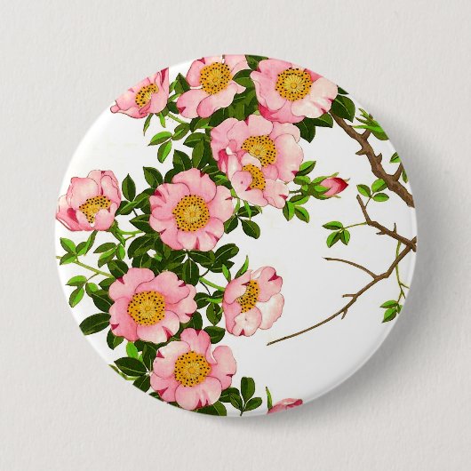  Japanse torenbloesems, roze en goud Ronde Button 7,6 Cm (Voorkant)