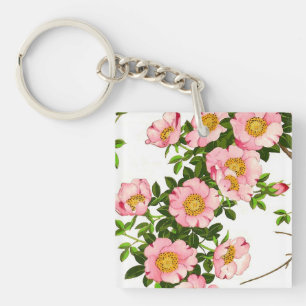  Japanse torenbloesems, roze en goud Sleutelhanger