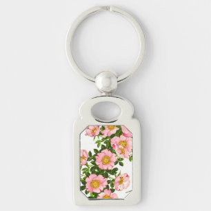 Japanse torenbloesems, roze en goud Sleutelhanger