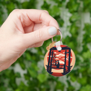 Japanse Torii-poort Silhouet Sleutelhanger: Romant Sleutelhanger