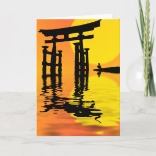 Japanse Torii (poort) zonsondergang tekening Kaart