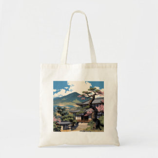 Japanse Tote Bag – Traditioneel Landschap & Tempel