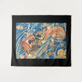 Japanse tovenaar die een storm-drakenband roept wandkleed (Voorkant (horizontaal))