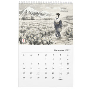 Japanse traditionele bloemen muurkalender 2027 kalender
