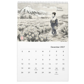Japanse traditionele bloemen muurkalender 2027 kalender