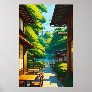 Japanse Tuin Buiten Café Poster