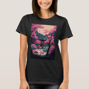 Japanse tuin Cherry Blossom brug heiligdom roze T-shirt
