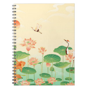 Japanse Tuin Koi Vijver en Waterlelies Kunst Notitieboek