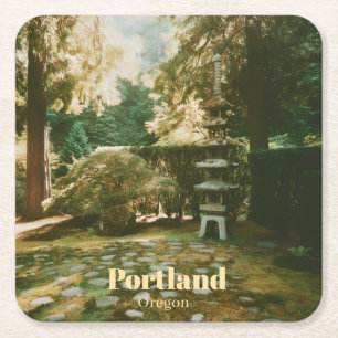Japanse Tuin, Portland, Oregon Souvenir Vierkante Kartonnen Onderzetter