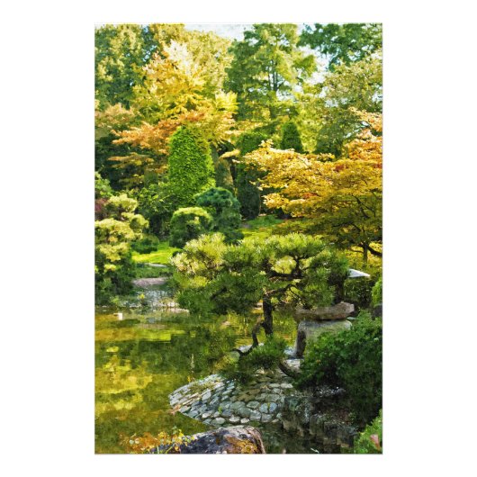 Japanse Tuin Schilderij Effect Landschap Foto Afdruk (Voorkant)