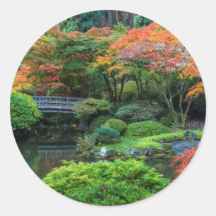 Japanse tuinen in de herfst in Portland, Oregon 3 Ronde Sticker