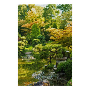 Japanse Tuinschildering Effect Landschap Perfect Poster