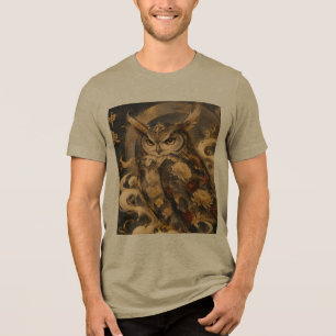 Japanse Uil Kunst Traditioneel Uil Beschermer On Tri-Blend Shirt