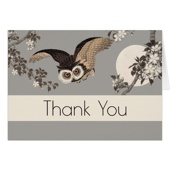 Japanse Uil Nacht Maan Houtsnede Vliegende Nacht (Voorkant Horizontaal)