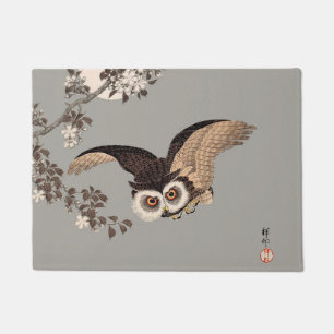 Japanse Uil Nacht Maan Houtsnede Vliegende Nacht Deurmat