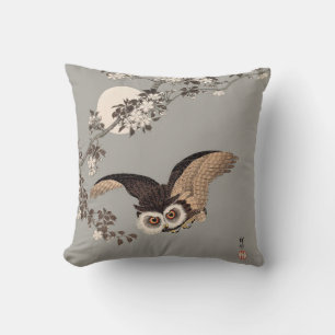 Japanse Uil Nacht Maan Houtsnede Vliegende Nacht Kussen