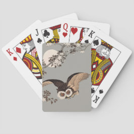 Japanse Uil Nacht Maan Houtsnede Vliegende Nacht Pokerkaarten