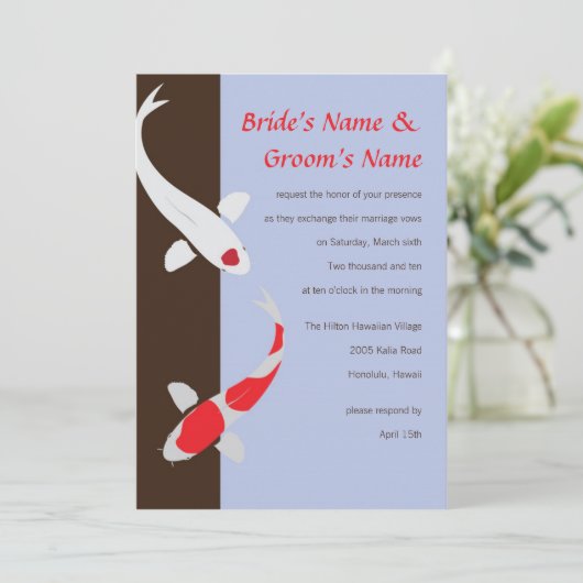 Japanse uitnodiging tot weddenschap tussen Koi en  (Staand voorkant)